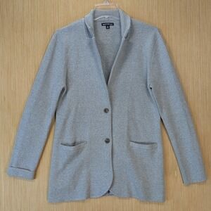 J.Crew Mercantile Womens Gray Knit Blazer Jacket 100% Cotton Medium Minimalist